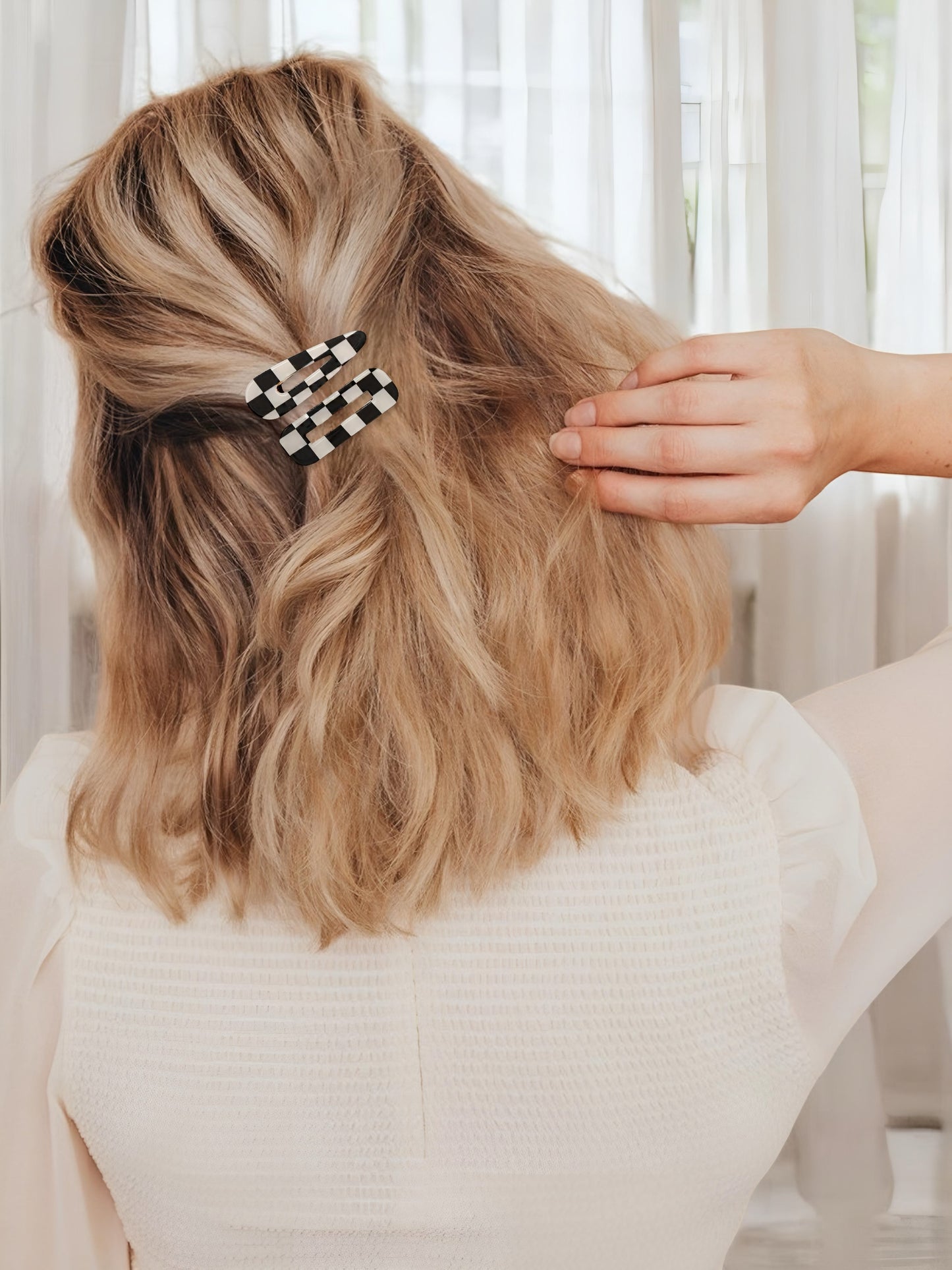 CHECKERBOARD HAIR BARRETTES