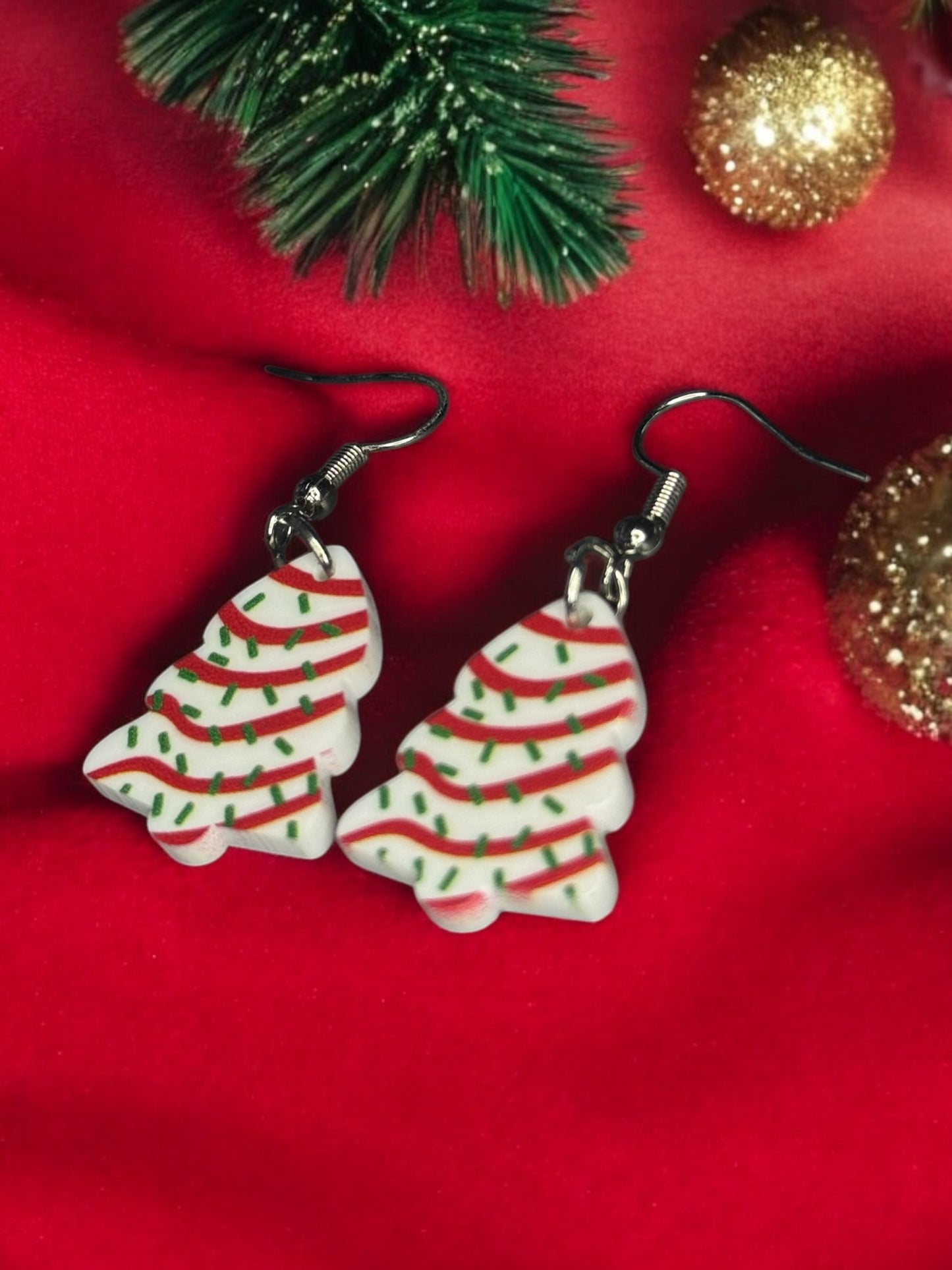 CHRISTMAS TREE CAKE DANGLE EARRINGS