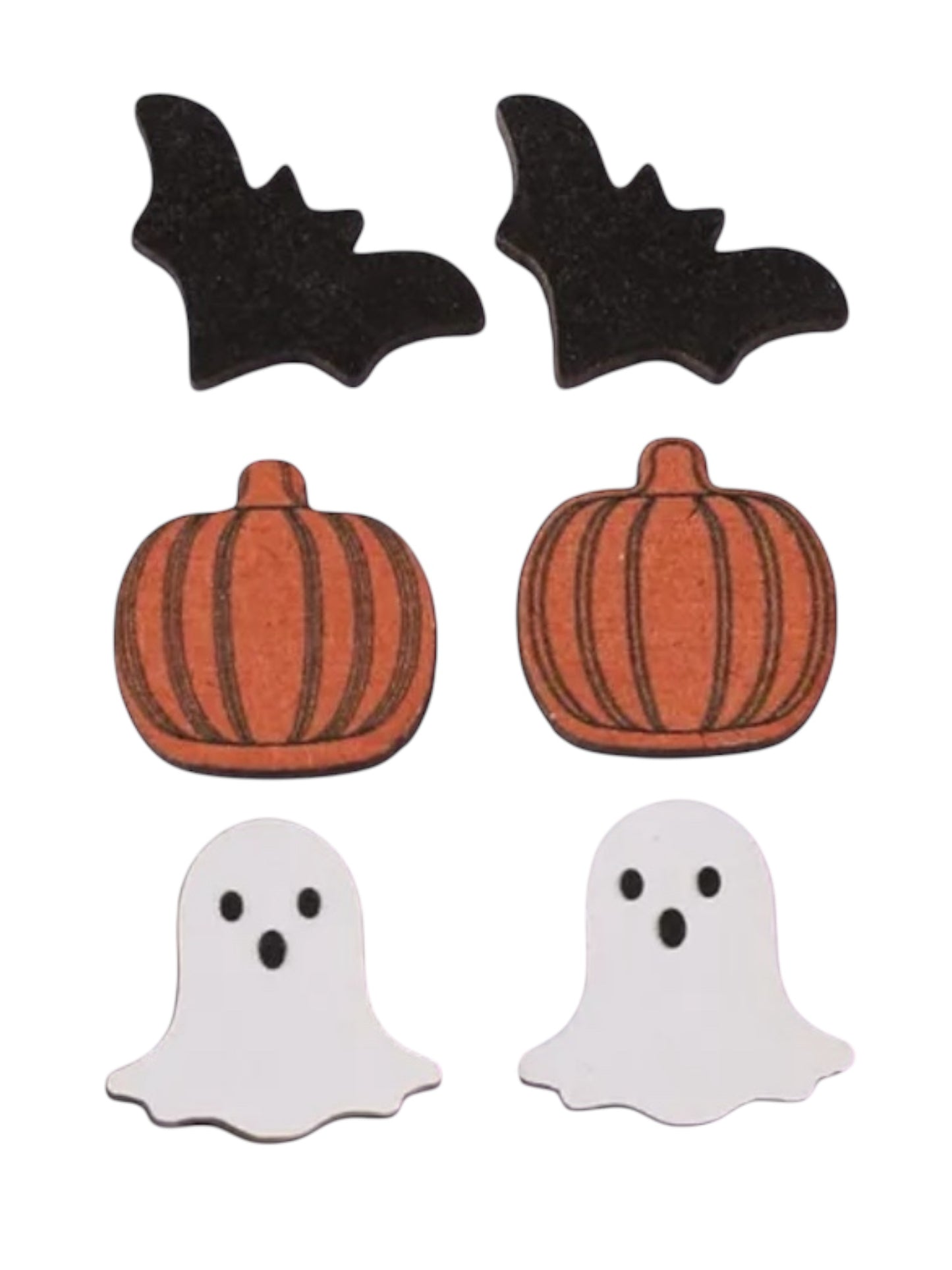 HALLOWEEN WOODEN SPOOKY STUD EARRINGS