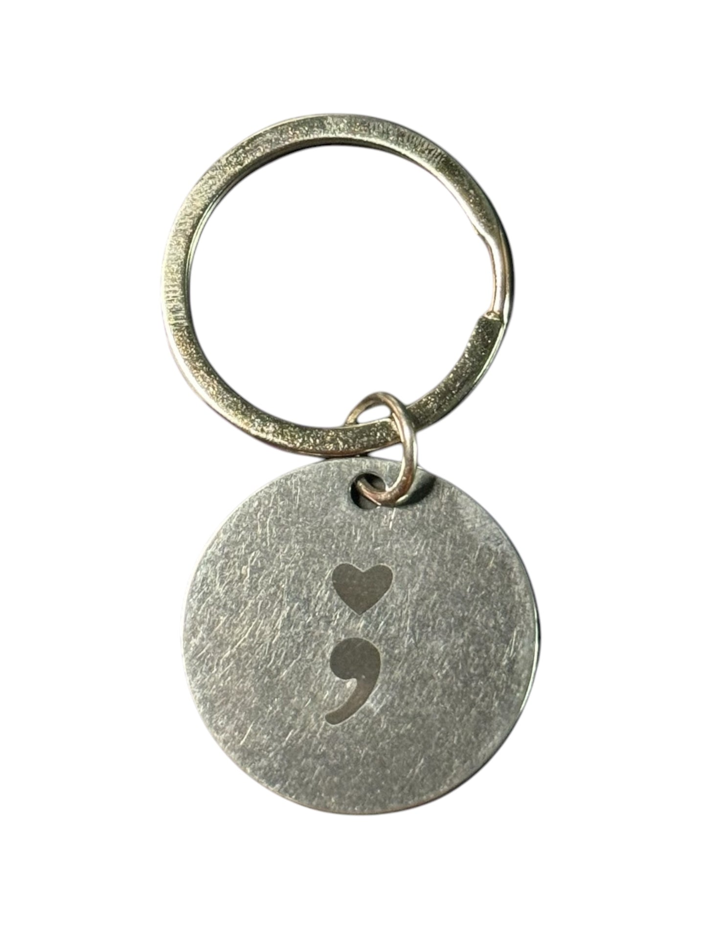 SUICIDE AWARENESS AND PREVENTION SILVER SEMICOLON KEYCHAIN