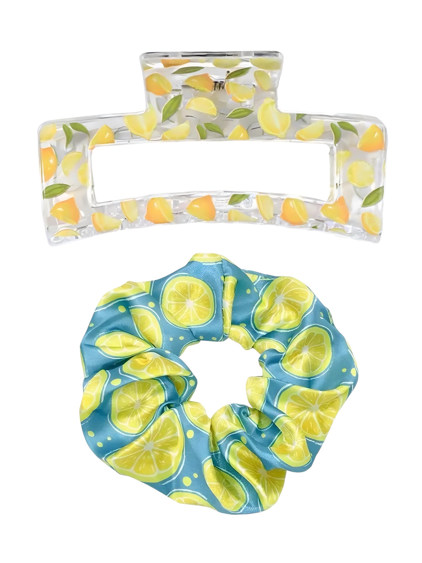 FRUIT THEMED SUMMER CLAW CLIP SCRUNCHIE DUOS