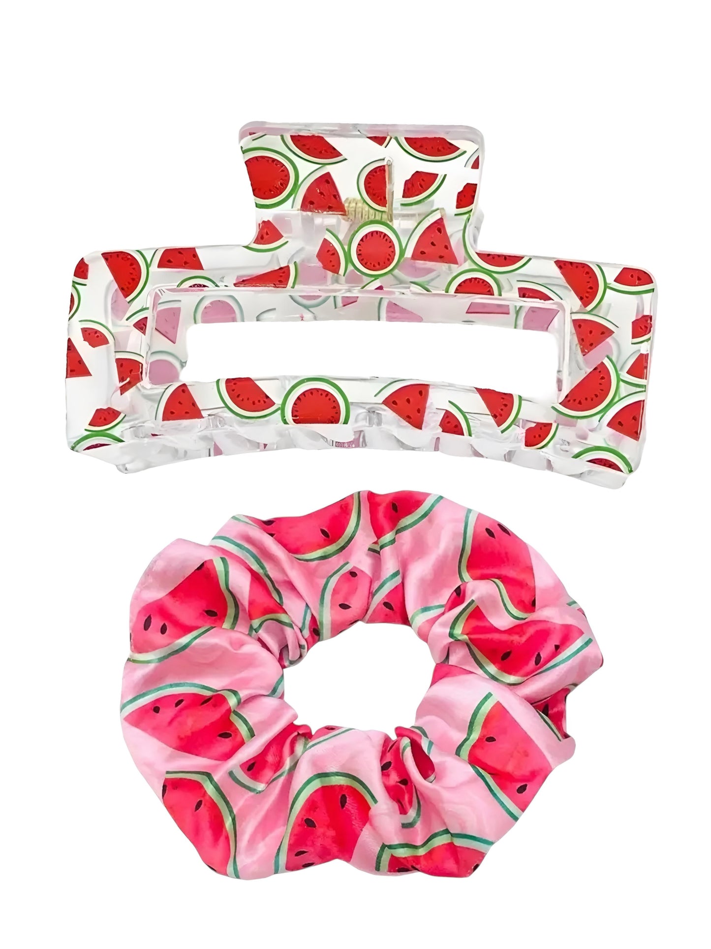 FRUIT THEMED SUMMER CLAW CLIP SCRUNCHIE DUOS