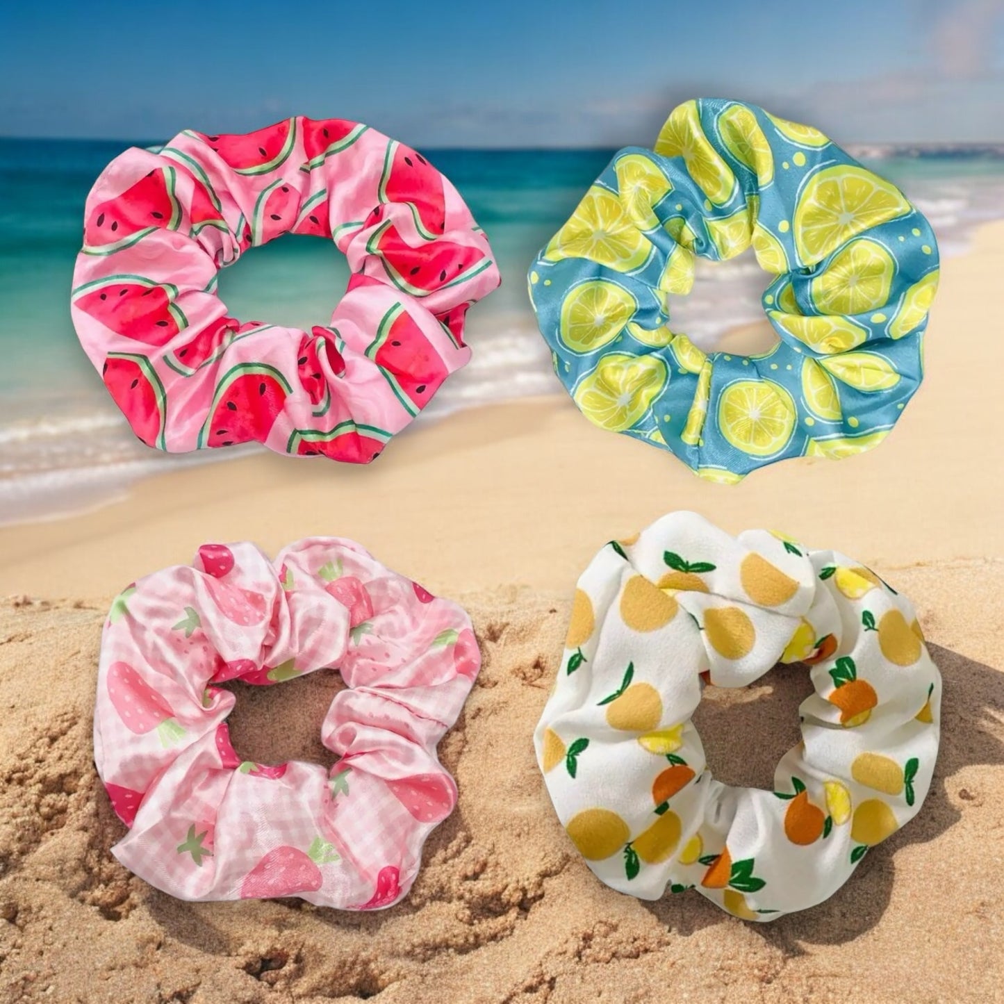 FRUIT THEMED SUMMER CLAW CLIP SCRUNCHIE DUOS