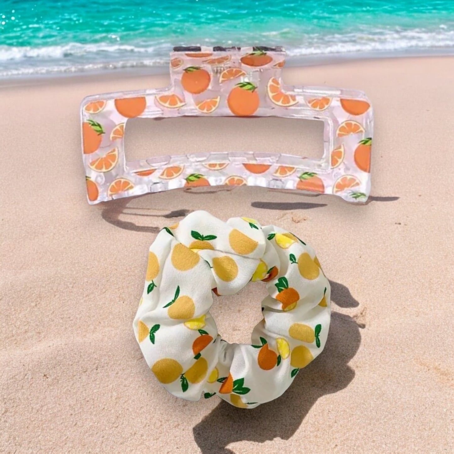 FRUIT THEMED SUMMER CLAW CLIP SCRUNCHIE DUOS