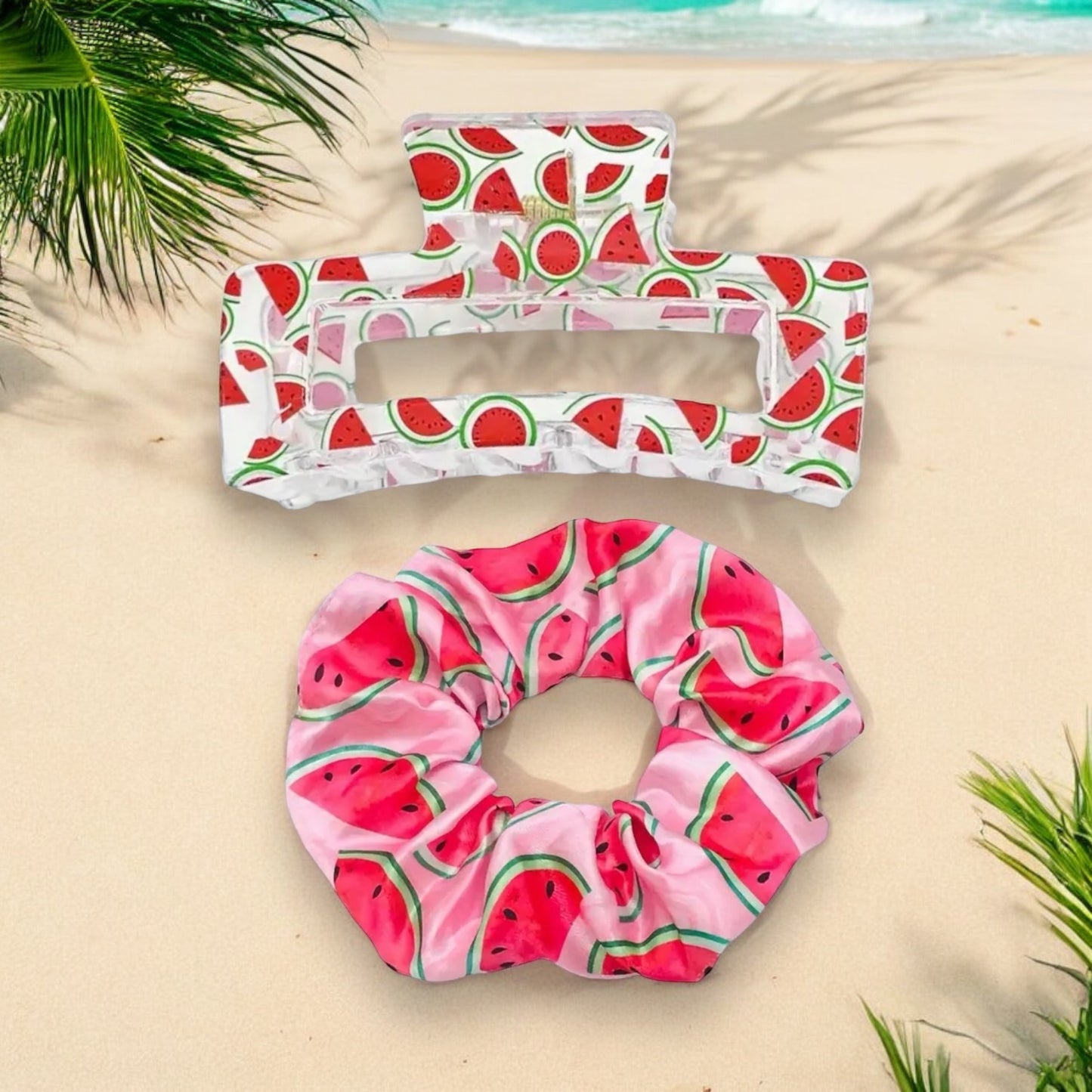 FRUIT THEMED SUMMER CLAW CLIP SCRUNCHIE DUOS