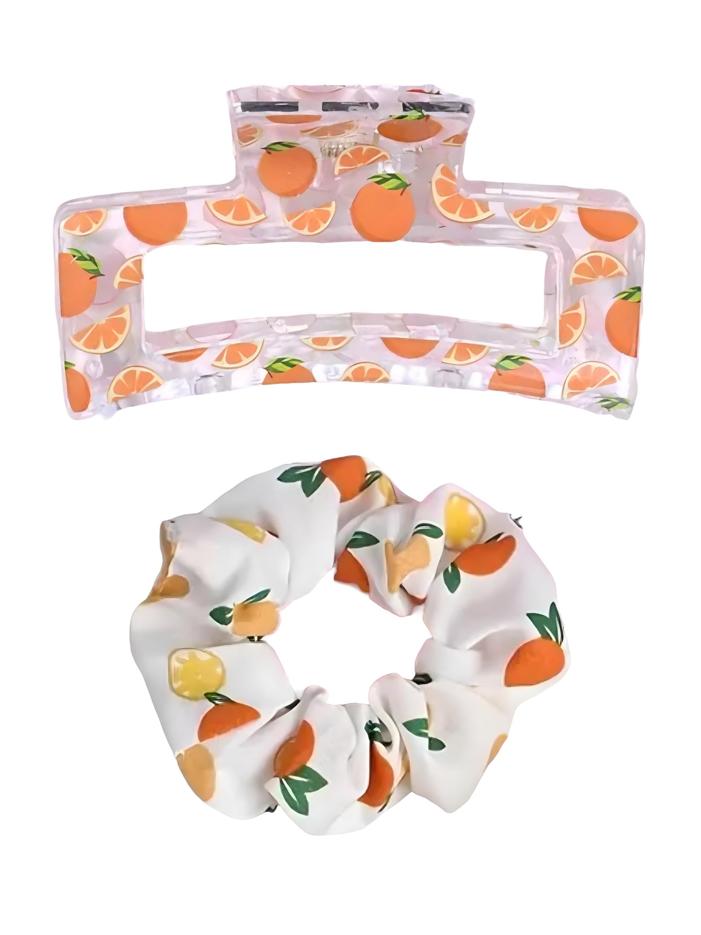 FRUIT THEMED SUMMER CLAW CLIP SCRUNCHIE DUOS