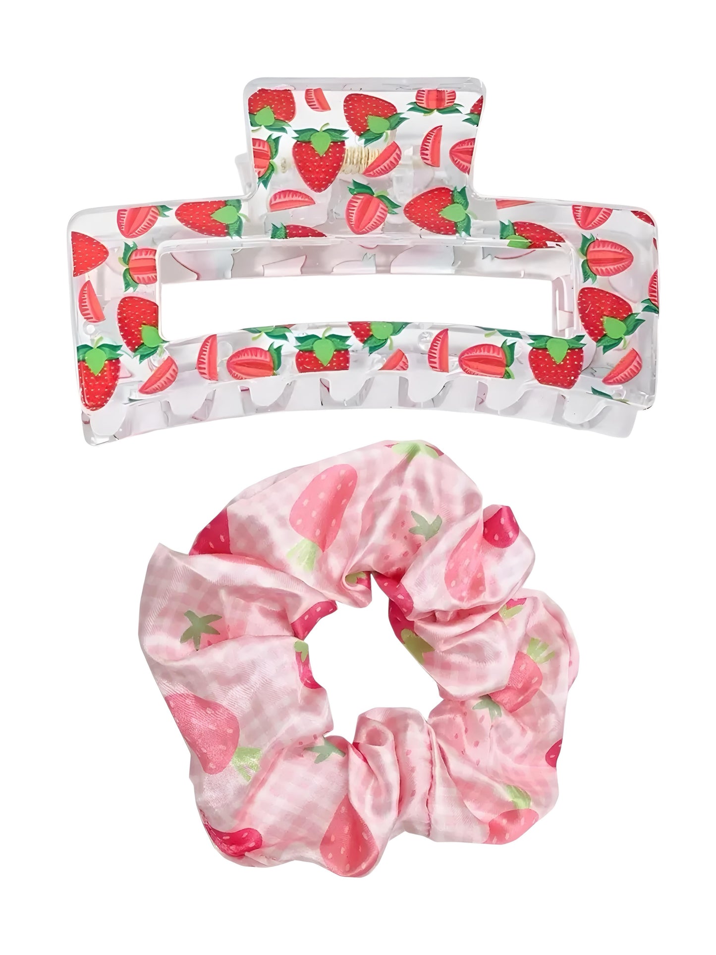 FRUIT THEMED SUMMER CLAW CLIP SCRUNCHIE DUOS