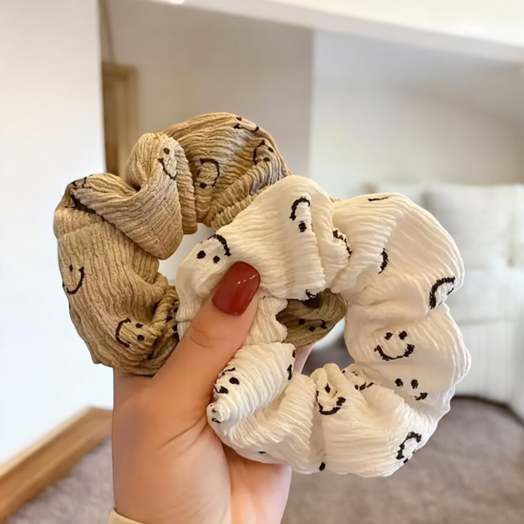 SMILE PRINT SCRUNCHIE DUOS