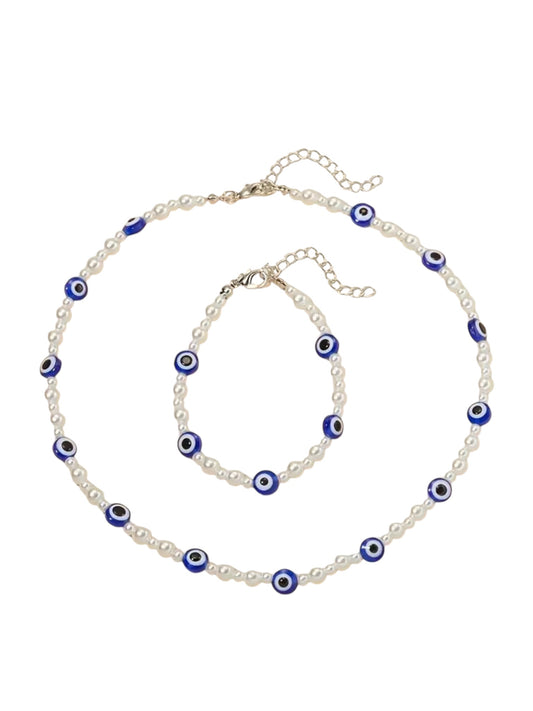 EVIL EYE NECKLACE AND BRACELET DUO