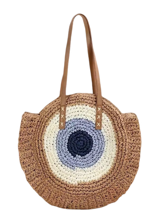 EVIL EYE LARGE WOVEN TOTE BAG