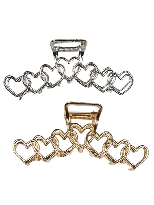 METAL HEARTS CLAW CLIP