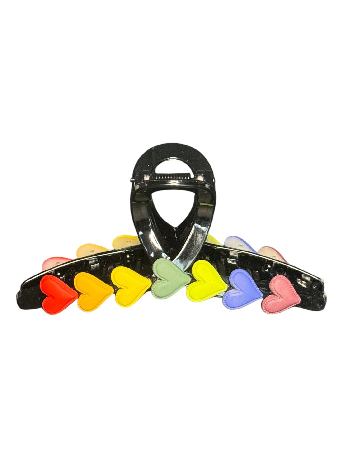 PRIDE HEARTS RAINBOW CLAW CLIP BLACK