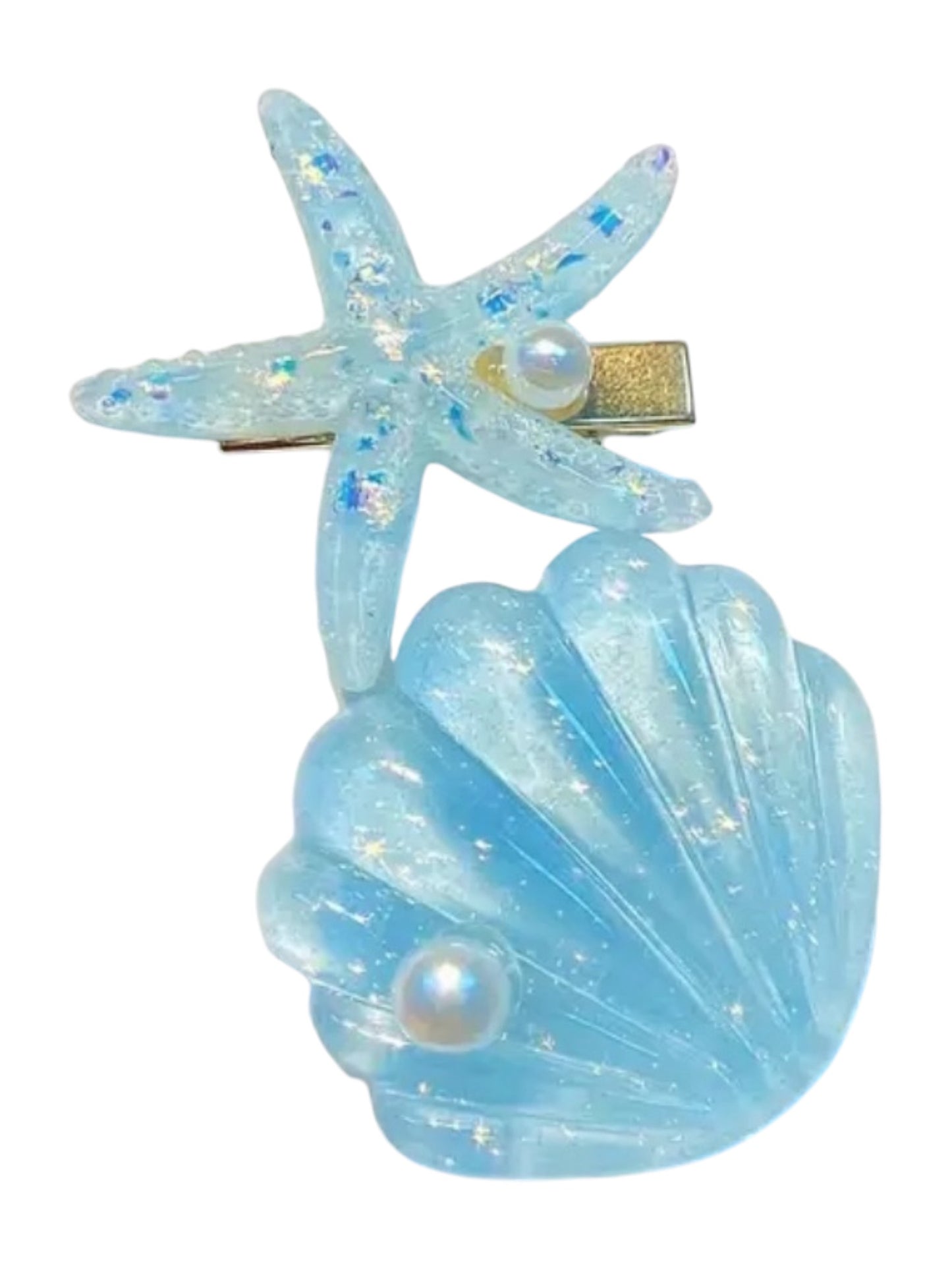 SUMMER SEASHELL AND STARFISH HAIR BARRETTE DUOS