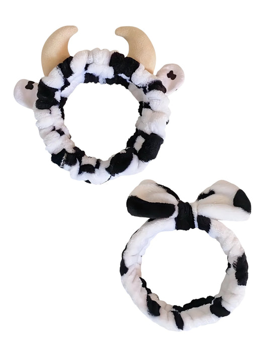 COW PRINT MAKEUP SPA HEADBANDS