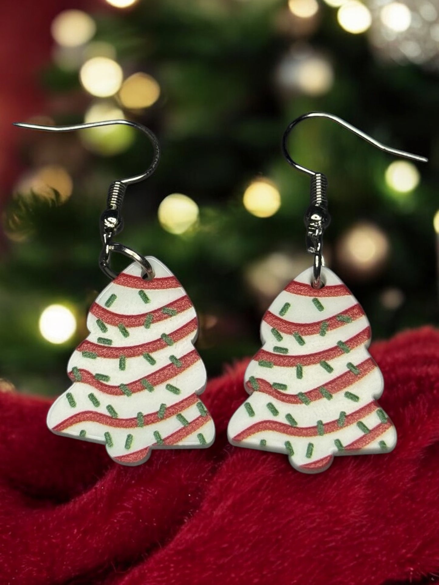 CHRISTMAS TREE CAKE DANGLE EARRINGS