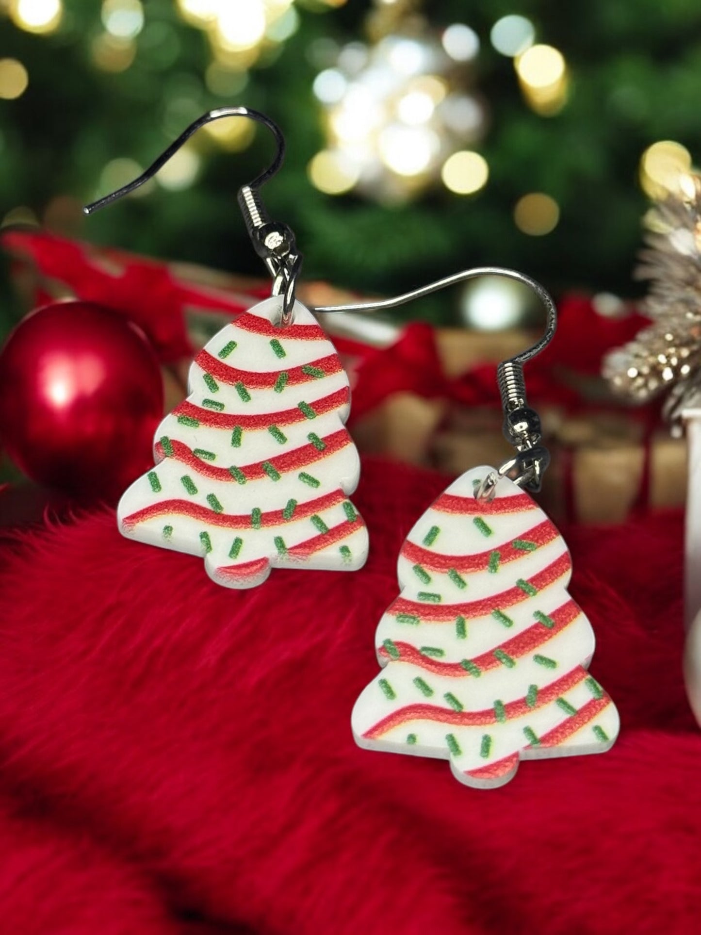 CHRISTMAS TREE CAKE DANGLE EARRINGS