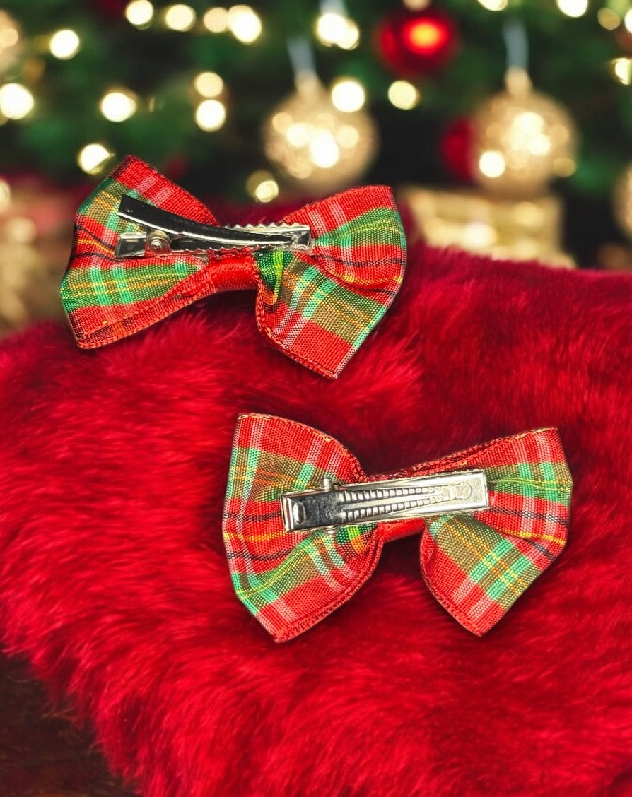 CHRISTMAS HAIR BOW BARRETTES 2-PACK