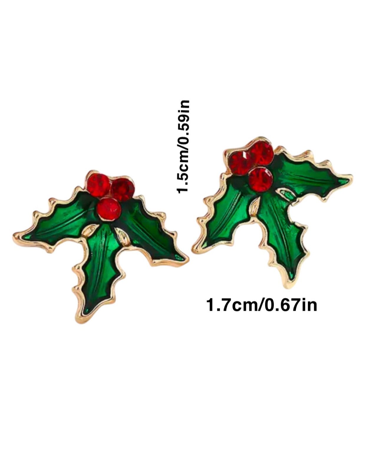 MISTLETOE GOLD ENAMEL STUD EARRINGS