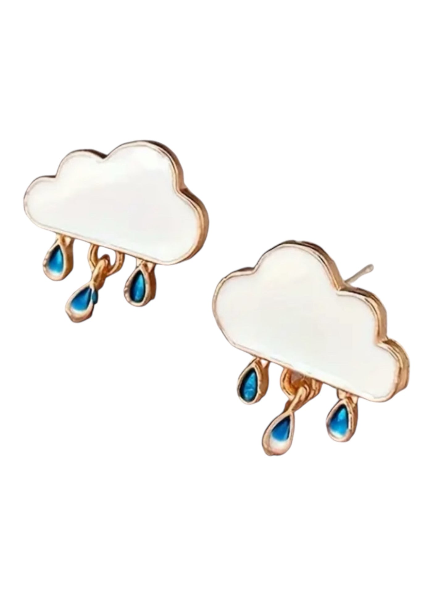 RAIN CLOUD ENAMEL STUD EARRINGS