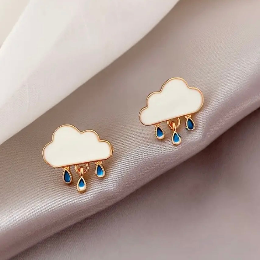 RAIN CLOUD ENAMEL STUD EARRINGS