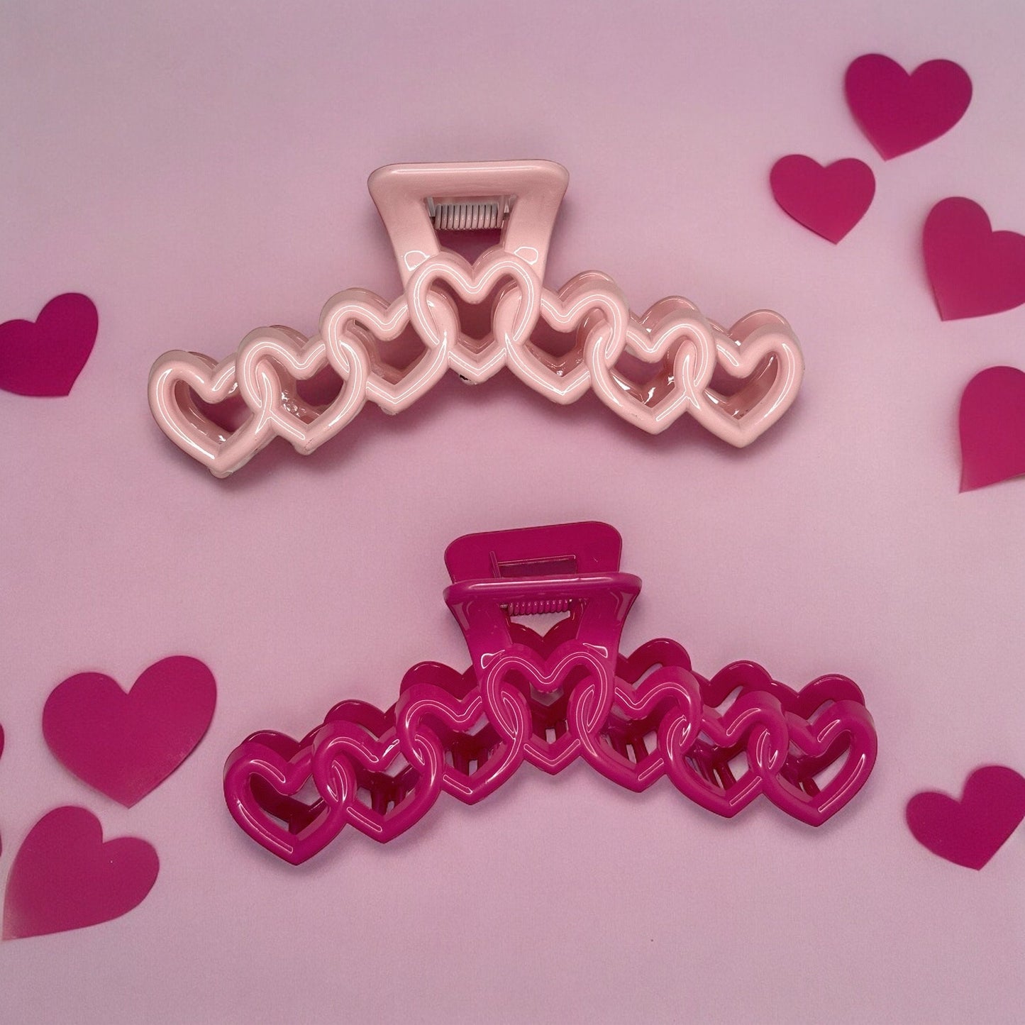 PINK HEART CLAW CLIP DUOS