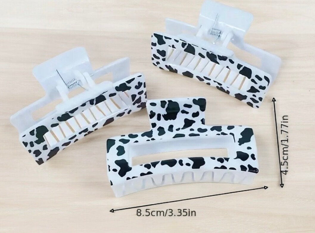 COW PRINT CLAW CLIP SCRUNCHIE DUOS