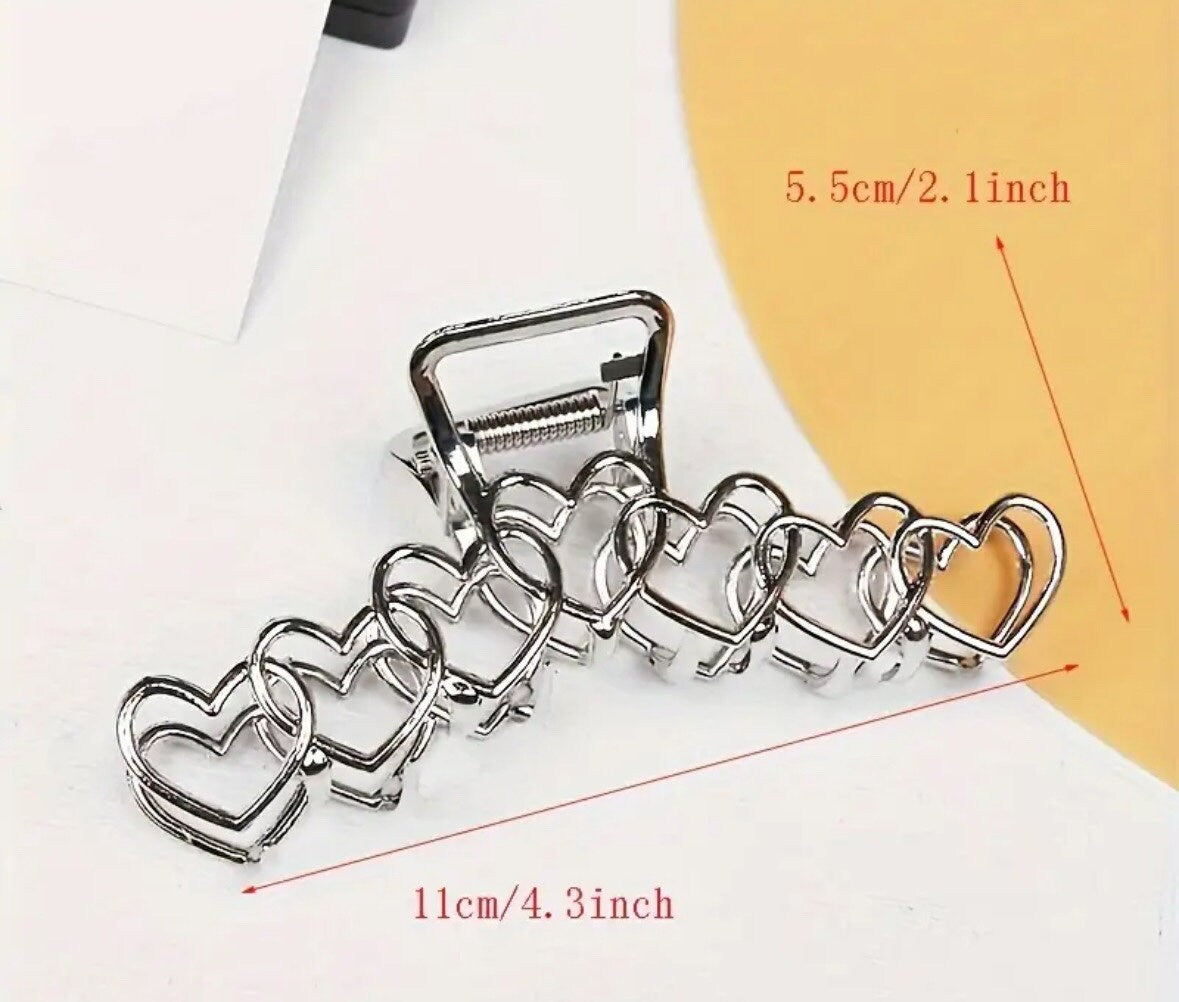 METAL HEARTS CLAW CLIPS