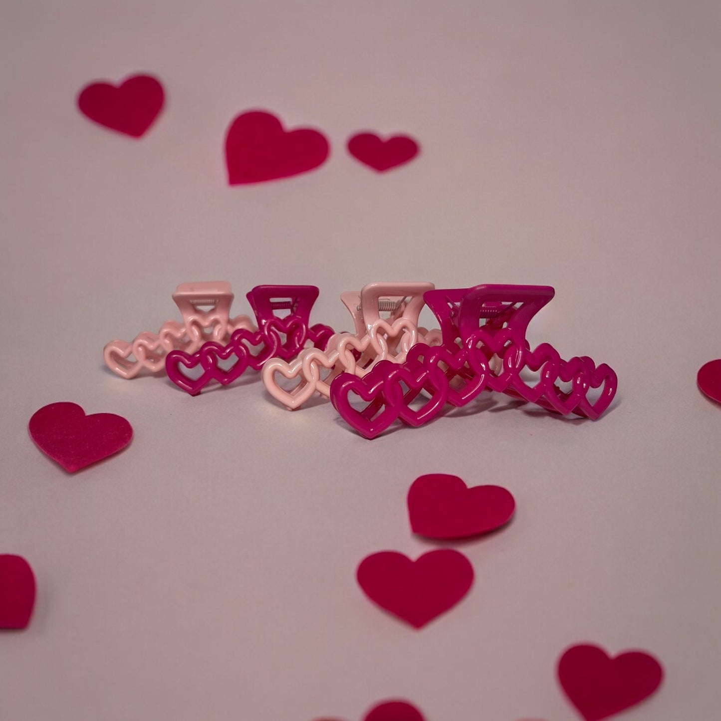 PINK HEART CLAW CLIP DUOS