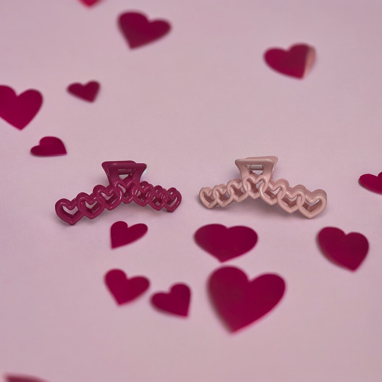 PINK HEART CLAW CLIP DUOS