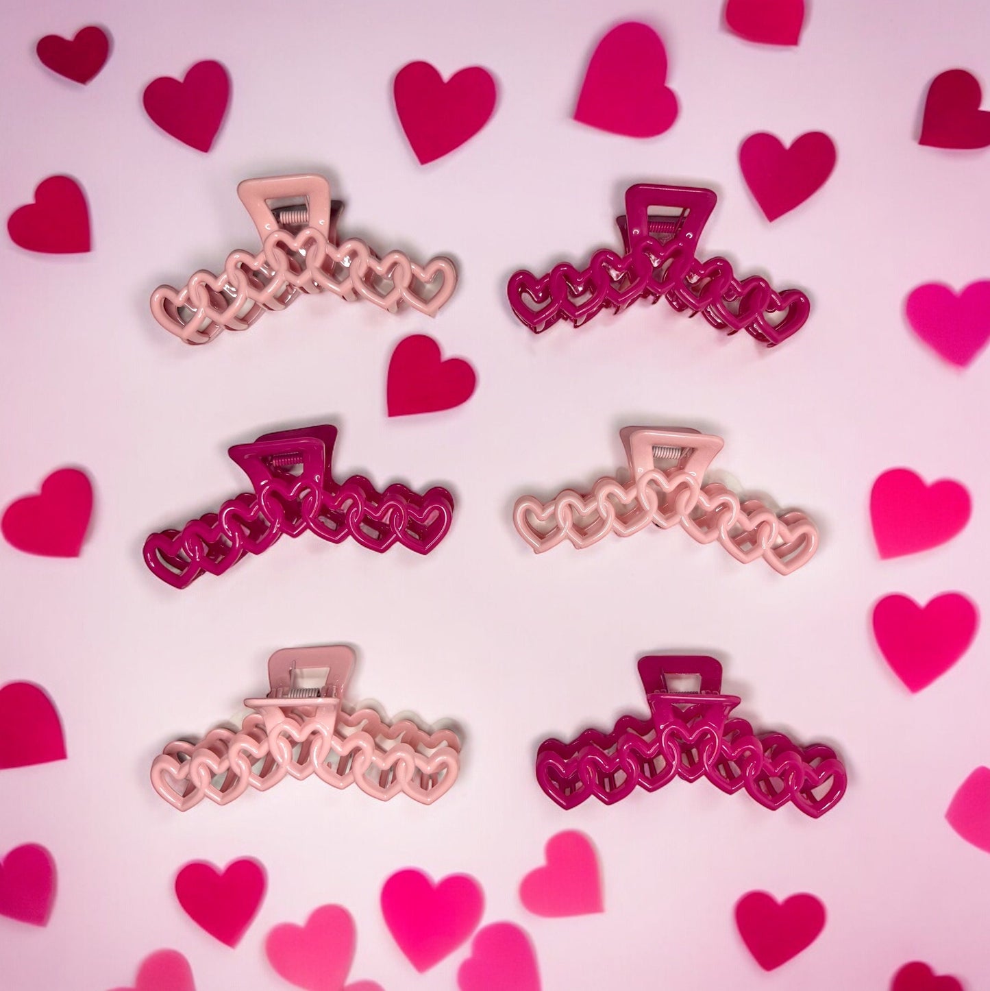 PINK HEART CLAW CLIP DUOS