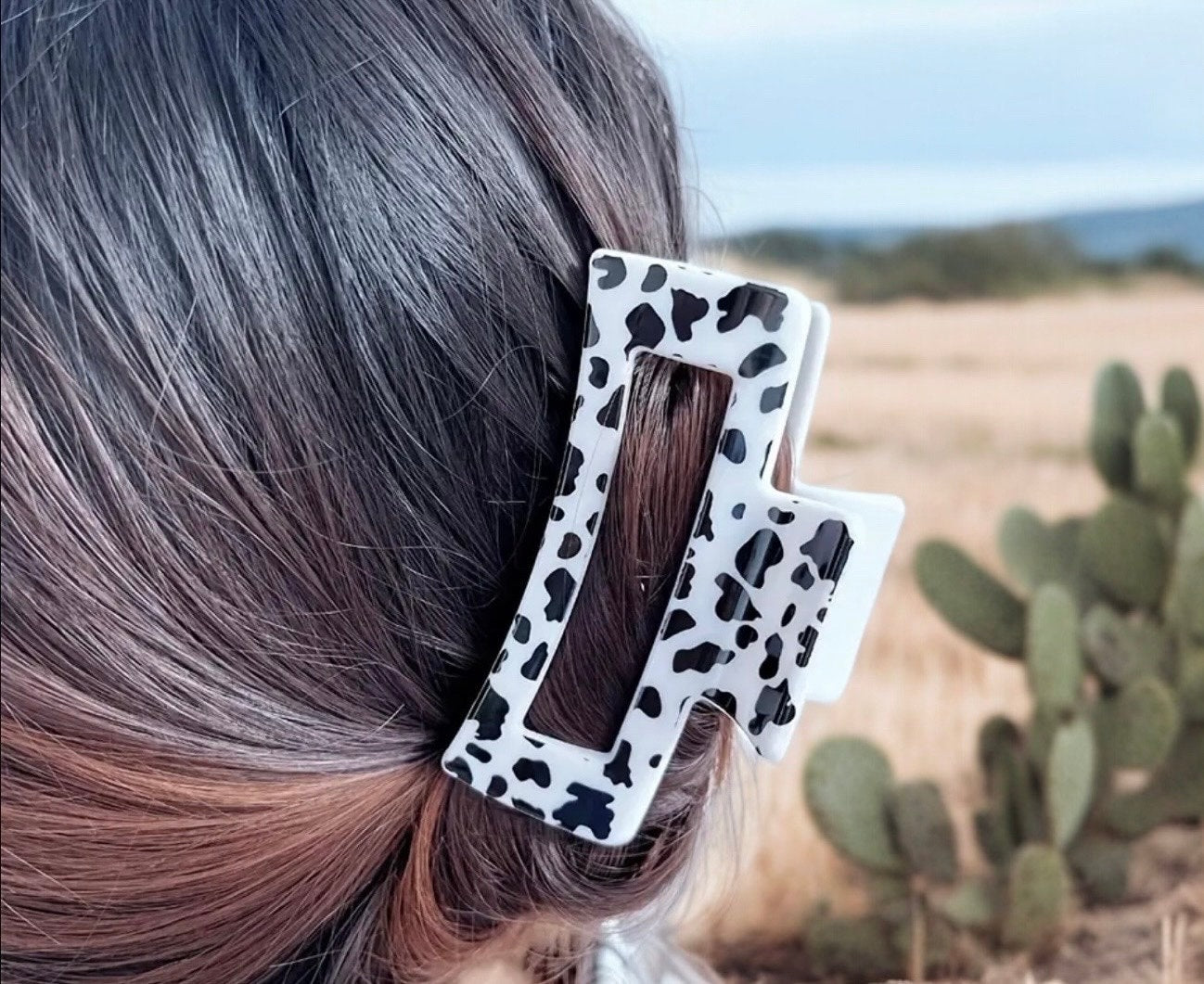 COW PRINT CLAW CLIP SCRUNCHIE DUOS