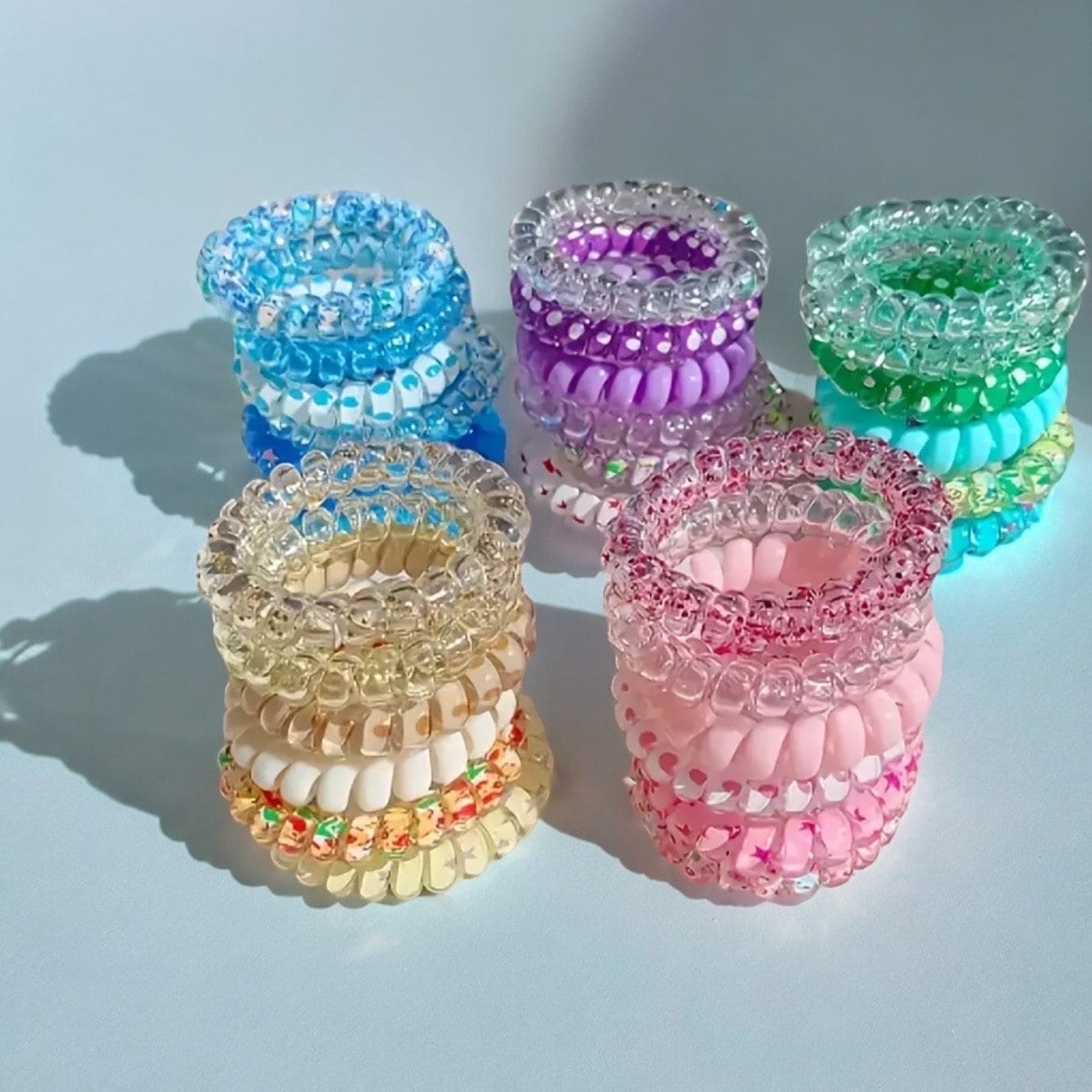 CANDY COLOR SPIRAL HAIR TIES