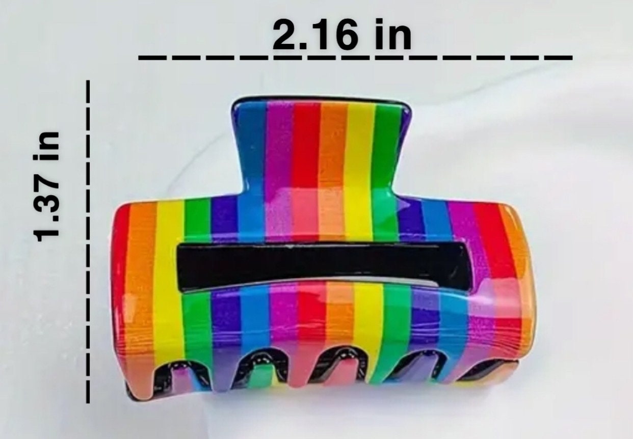 MINI PRIDE RAINBOW PRINT CLAW CLIP