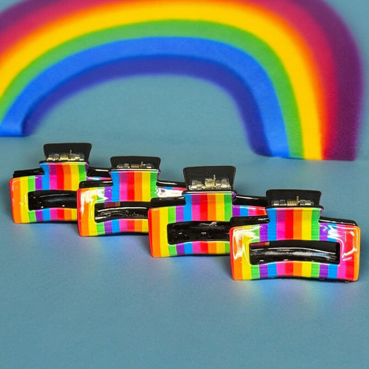 MINI PRIDE RAINBOW PRINT CLAW CLIP