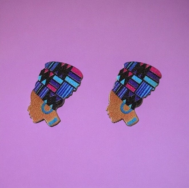 JUNETEENTH WOODEN STUD EARRINGS