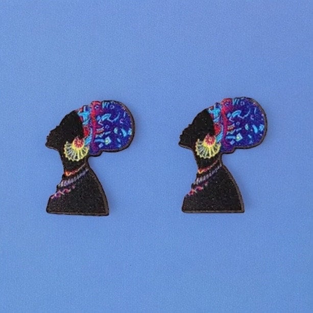 JUNETEENTH WOODEN STUD EARRINGS