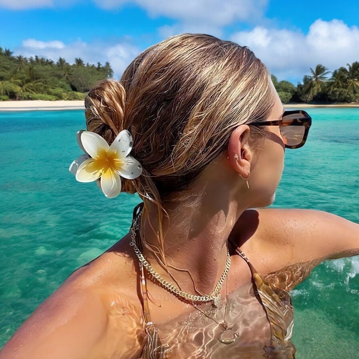 LARGE SINGLE SUMMER FLOWER CLAW CLIPS