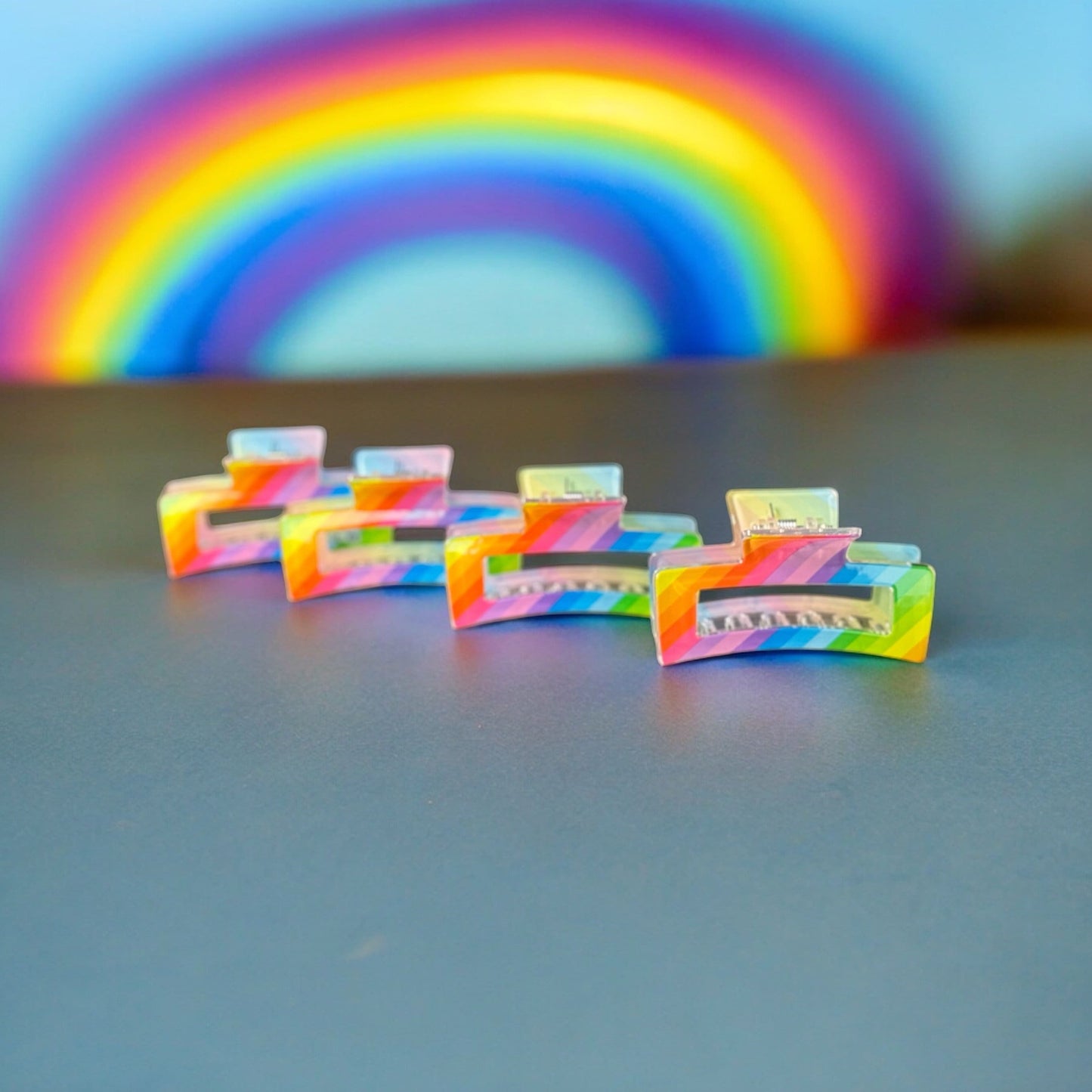 PRIDE MONTH RAINBOW SQUARE HAIR CLAW