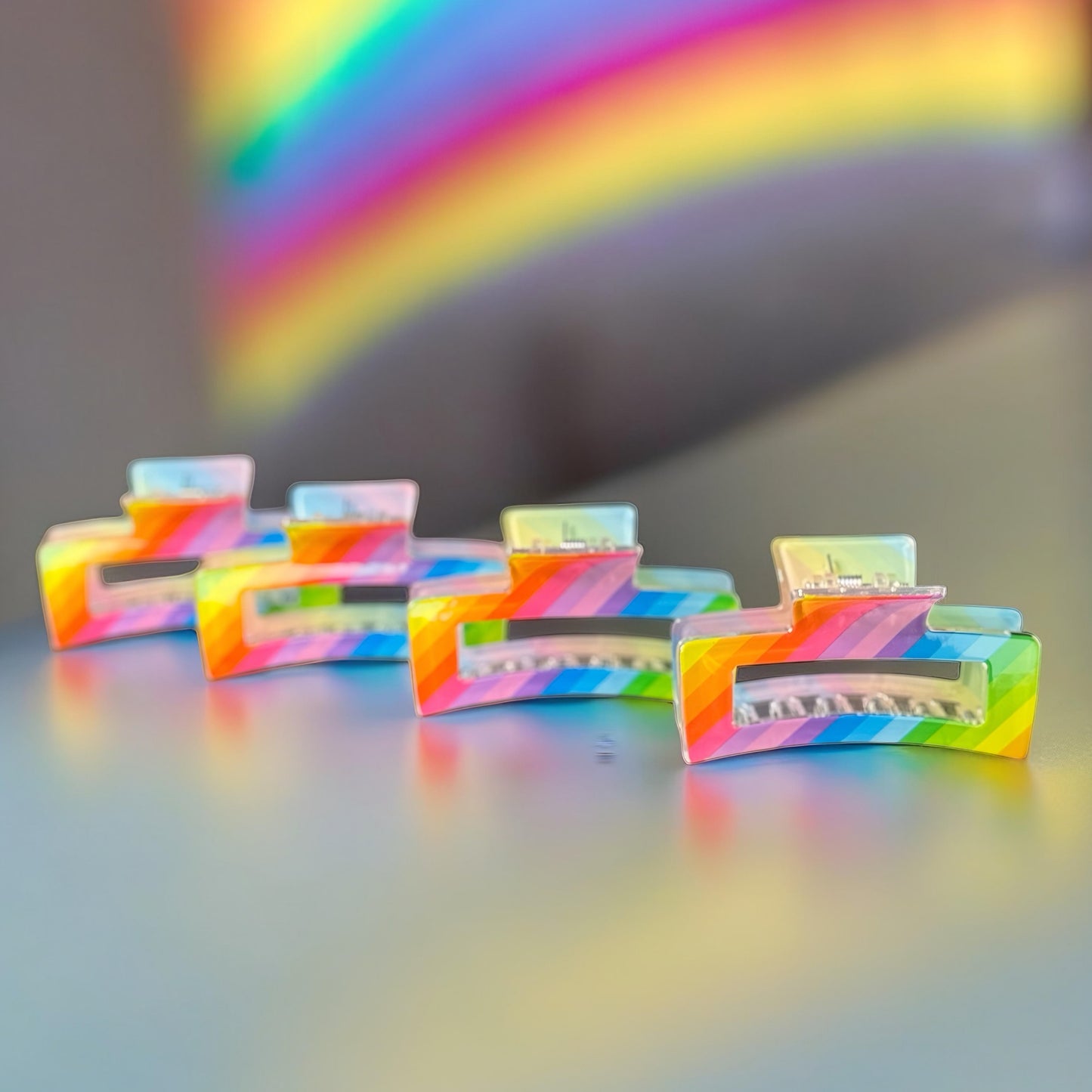 PRIDE MONTH RAINBOW SQUARE HAIR CLAW