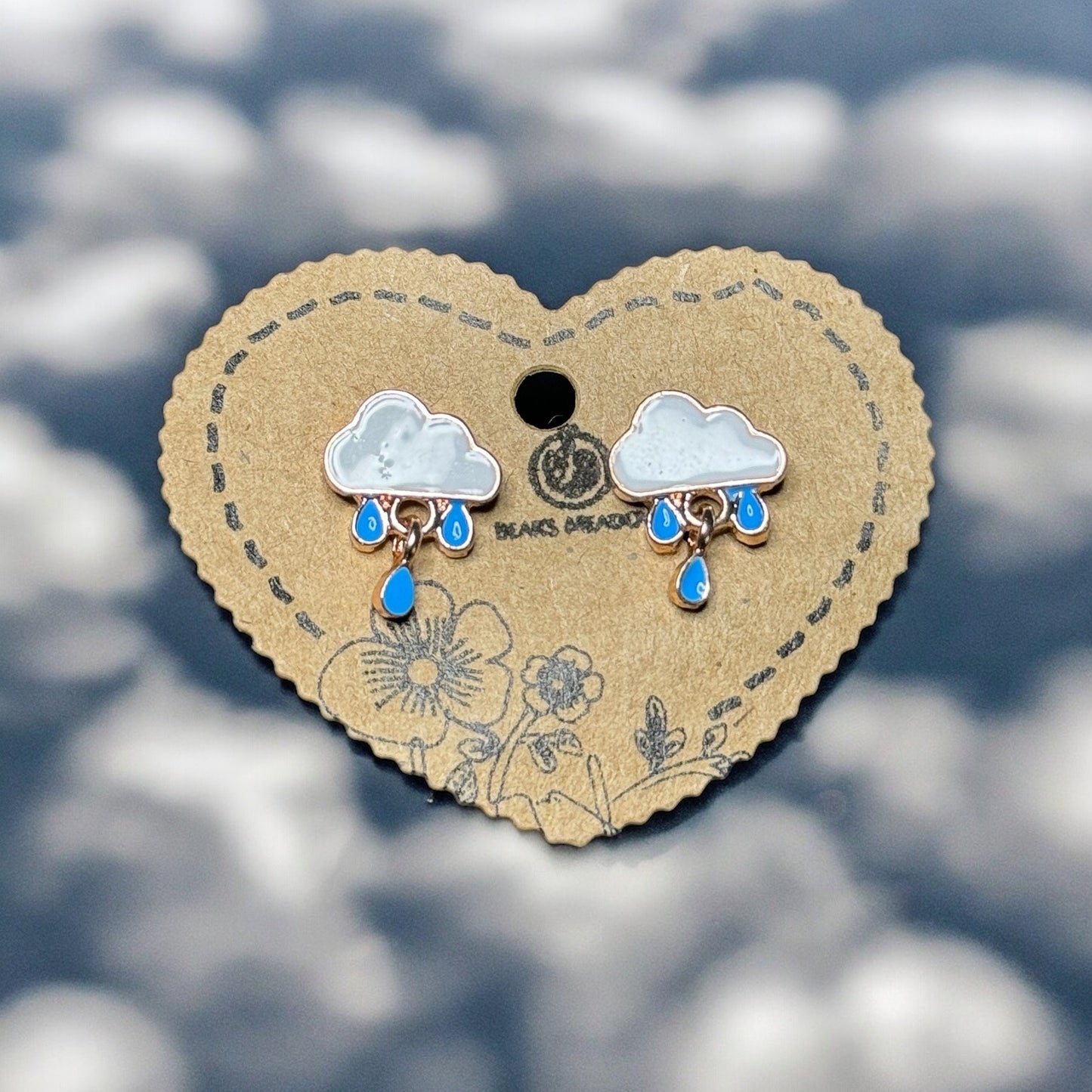 RAIN CLOUD ENAMEL STUD EARRINGS