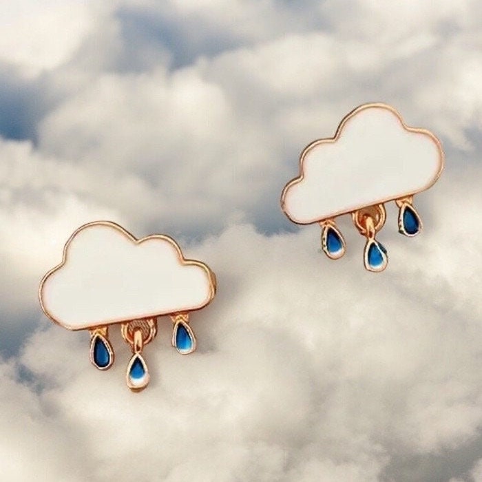 RAIN CLOUD ENAMEL STUD EARRINGS