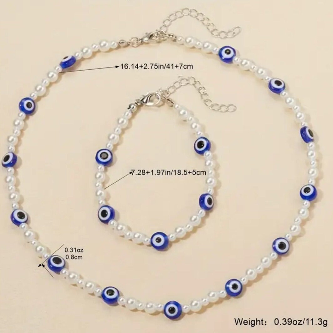 EVIL EYE NECKLACE AND BRACELET DUO