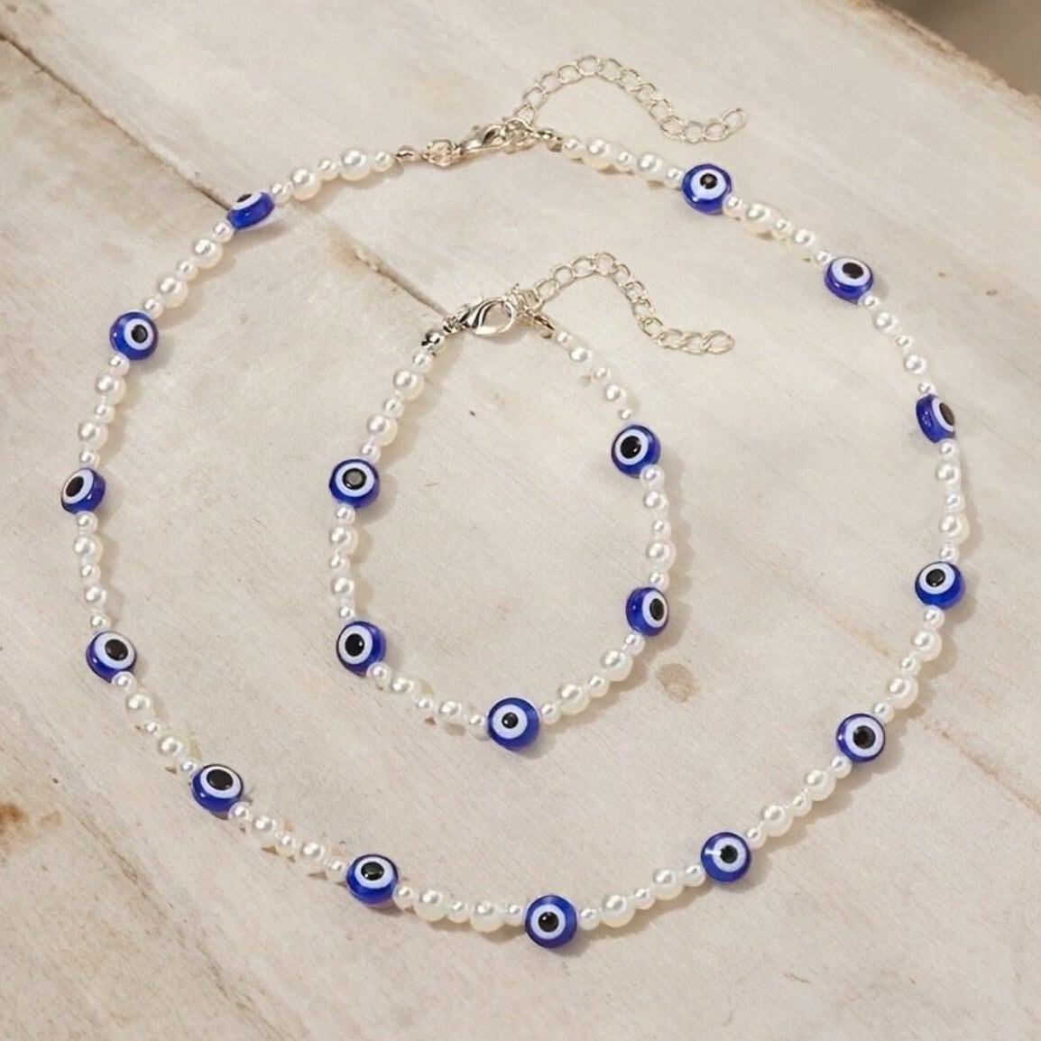 EVIL EYE NECKLACE AND BRACELET DUO