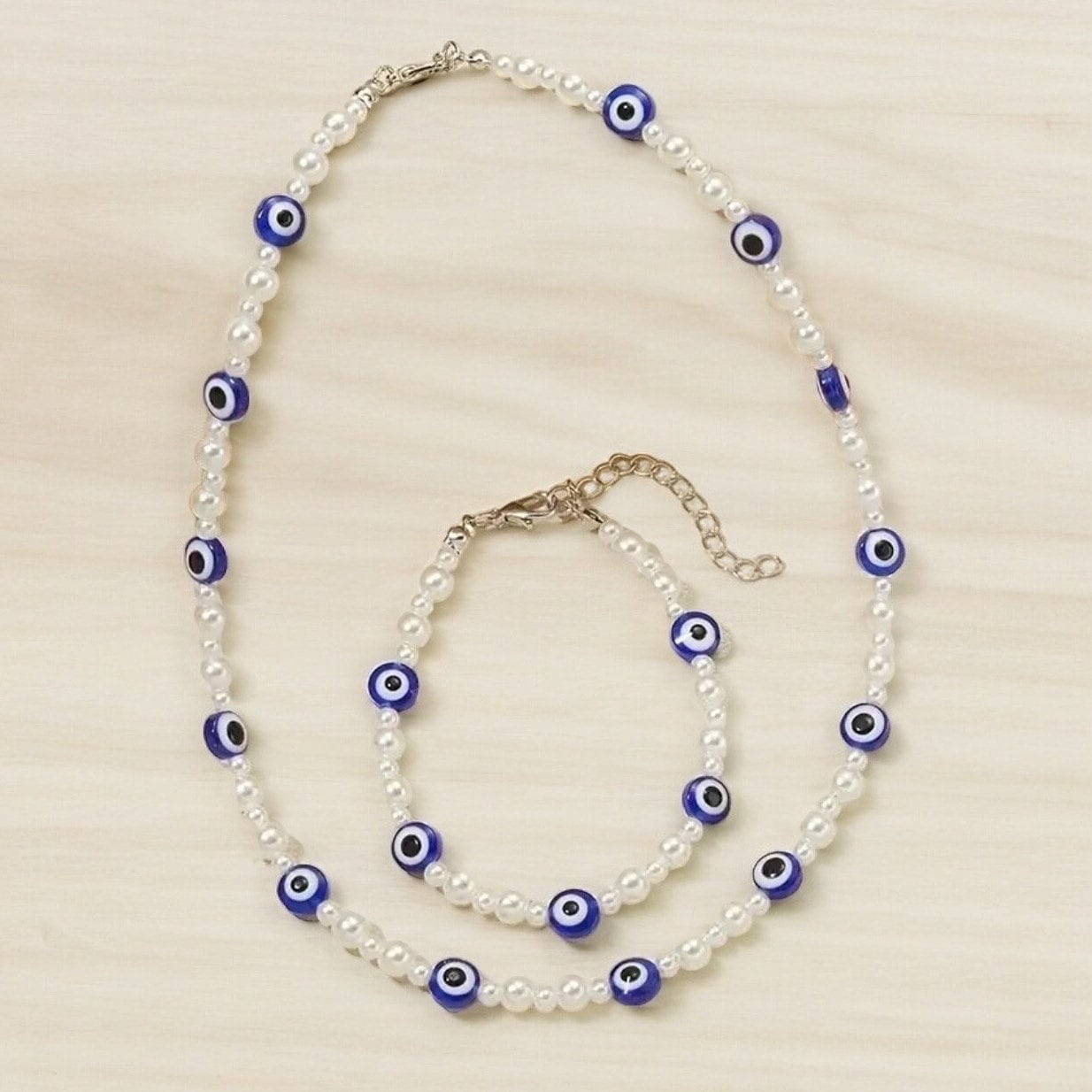 EVIL EYE NECKLACE AND BRACELET DUO