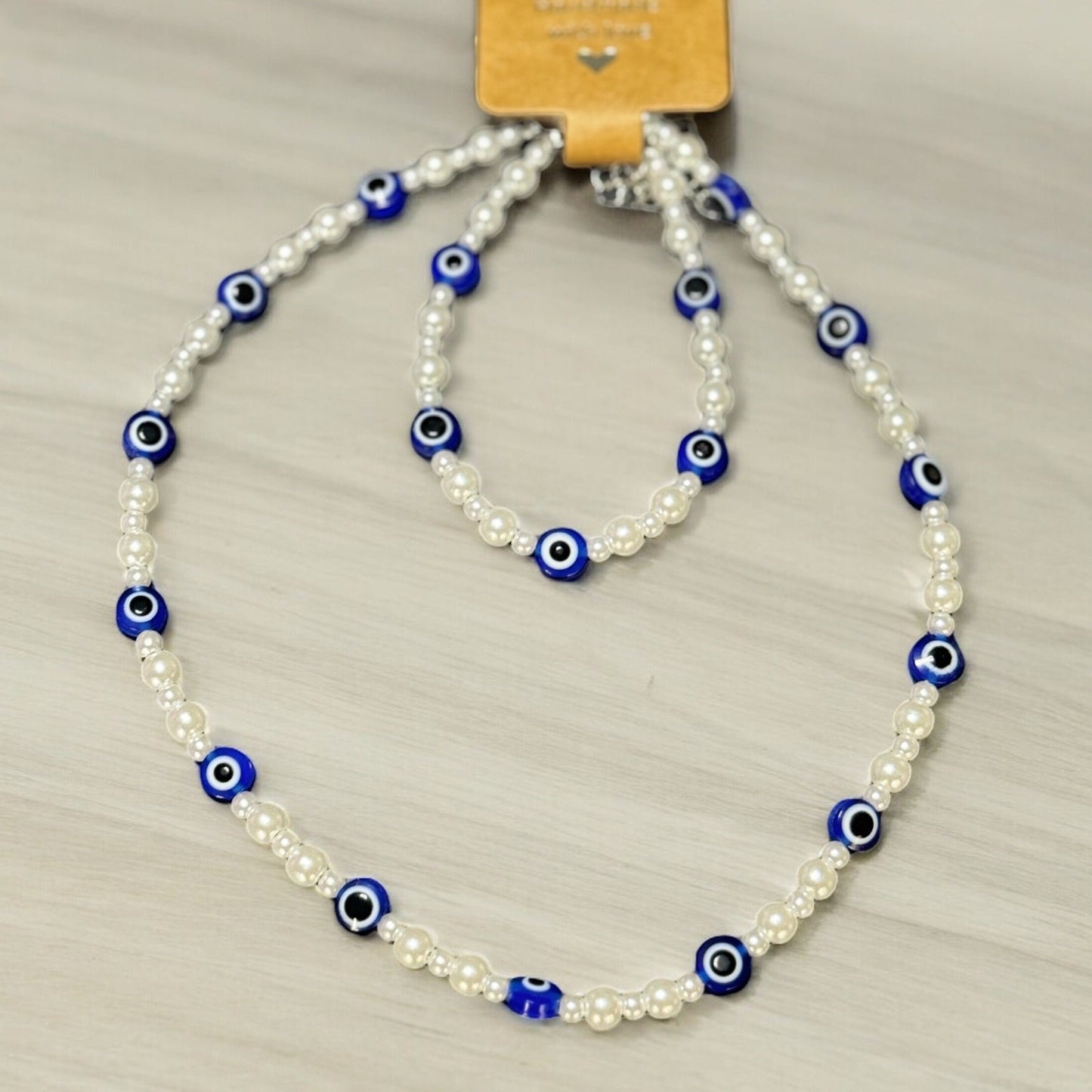 EVIL EYE NECKLACE AND BRACELET DUO