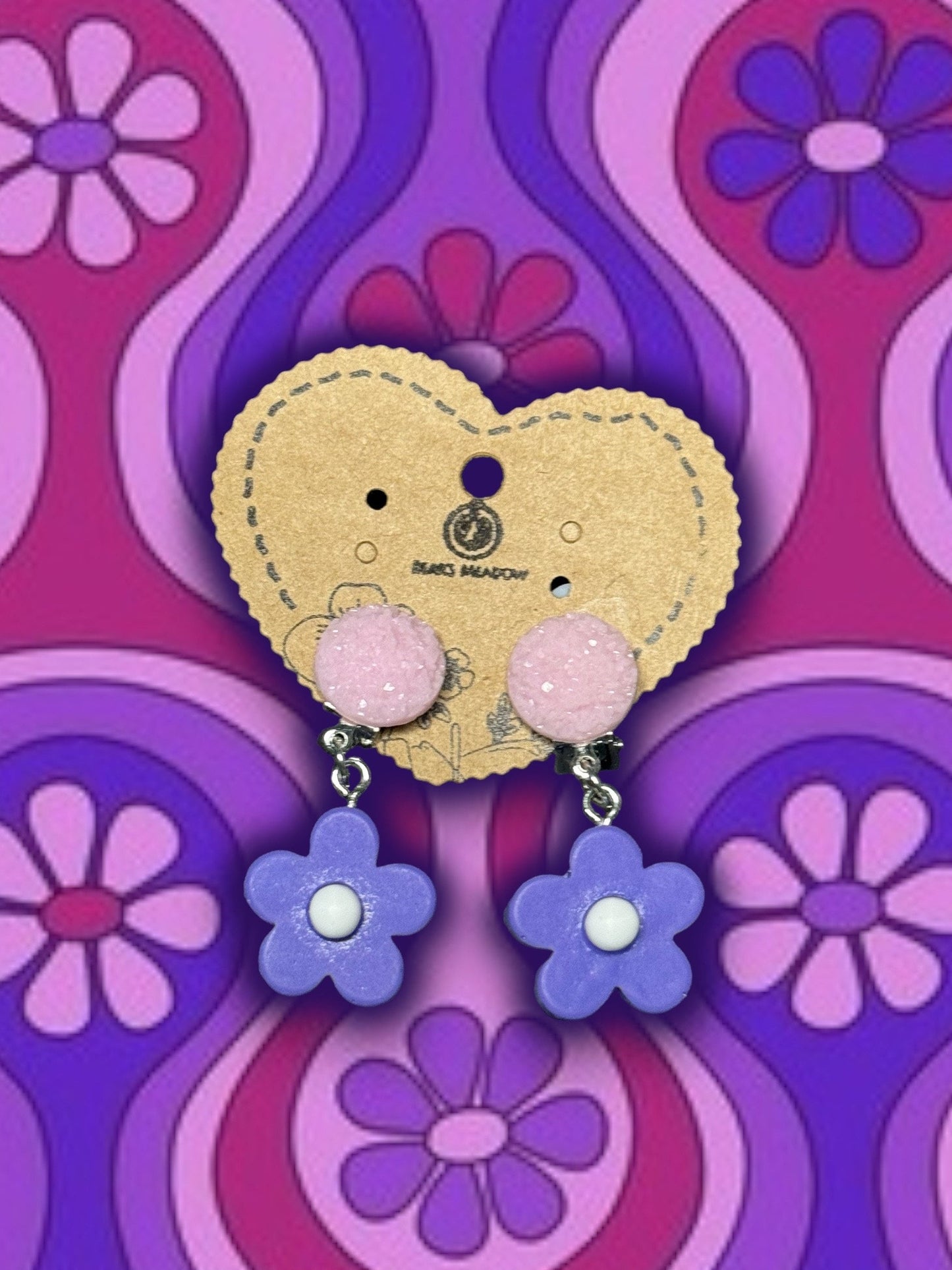 GROOVY FLOWERS CLIP ON EARRINGS