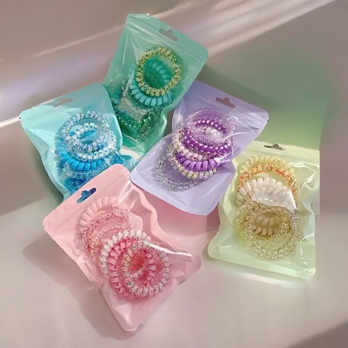 CANDY COLOR SPIRAL HAIR TIES