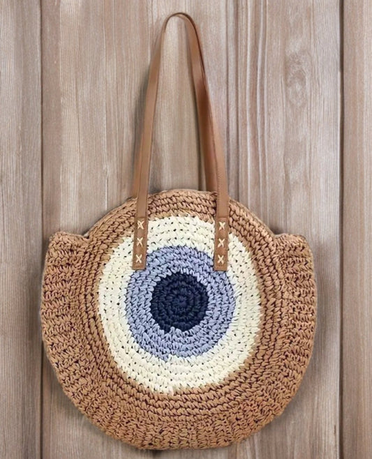 EVIL EYE LARGE WOVEN TOTE BAG