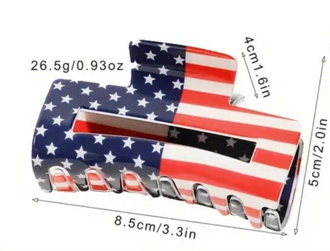 MEDIUM AMERICAN FLAG CLAW CLIP