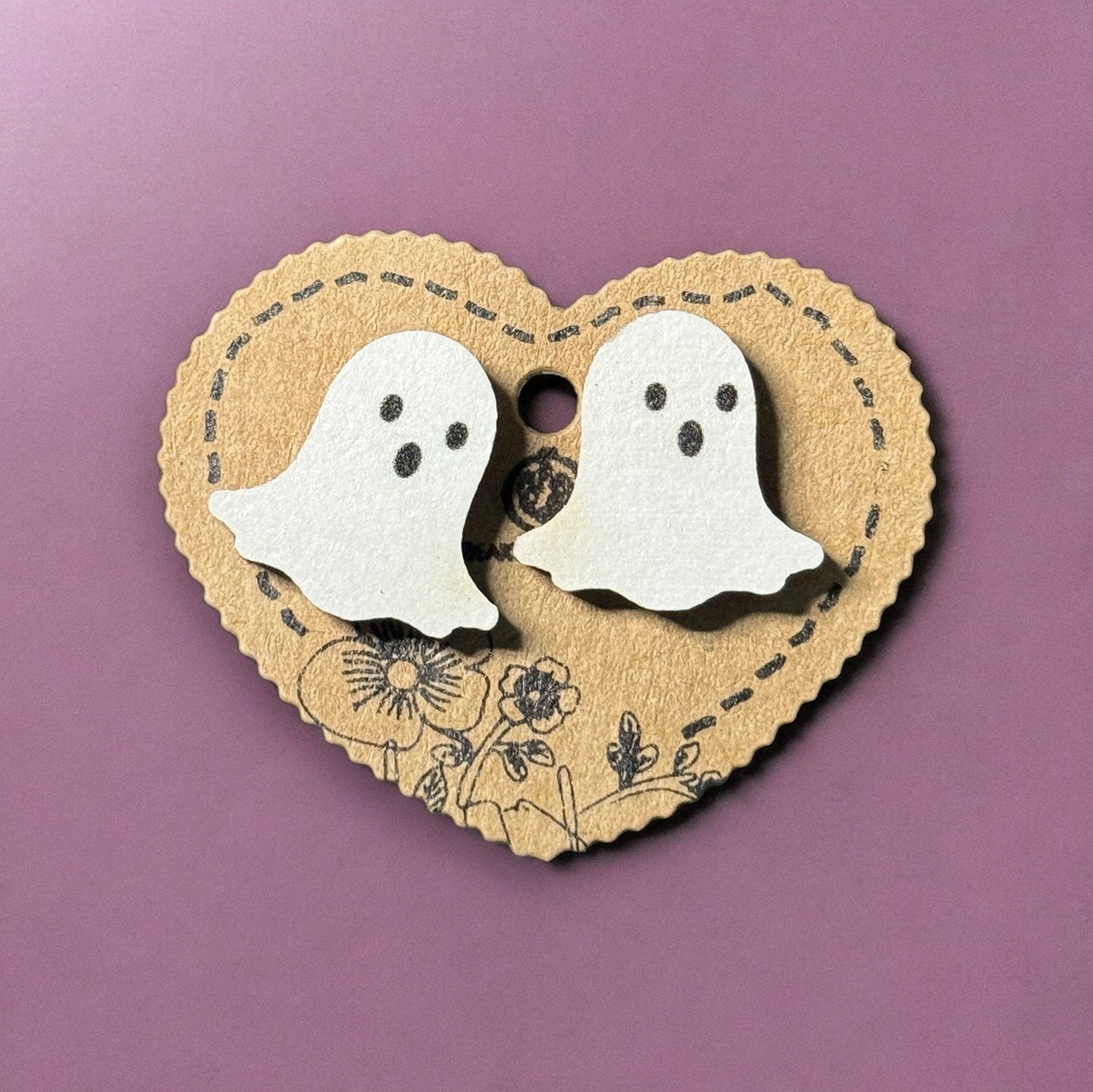 HALLOWEEN WOODEN SPOOKY STUD EARRINGS